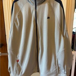 Russell Athletic Gray and Navy Jacket Dri-Power 360 with headphone pocket